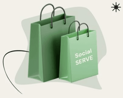 Social Serve branded shopping bags